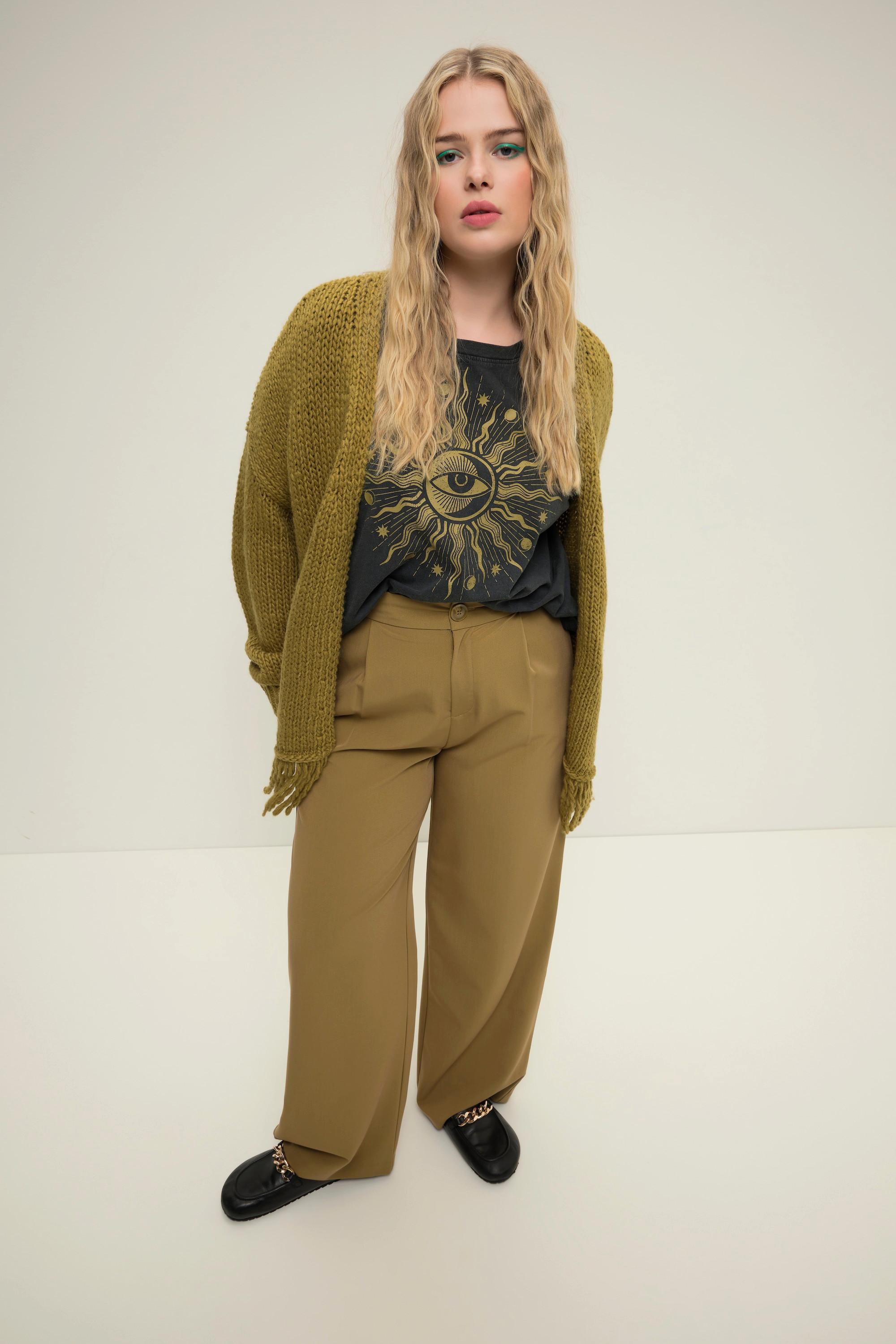 Studio Untold  Cardigan aperto in morbida maglia dal taglio oversize con frange 