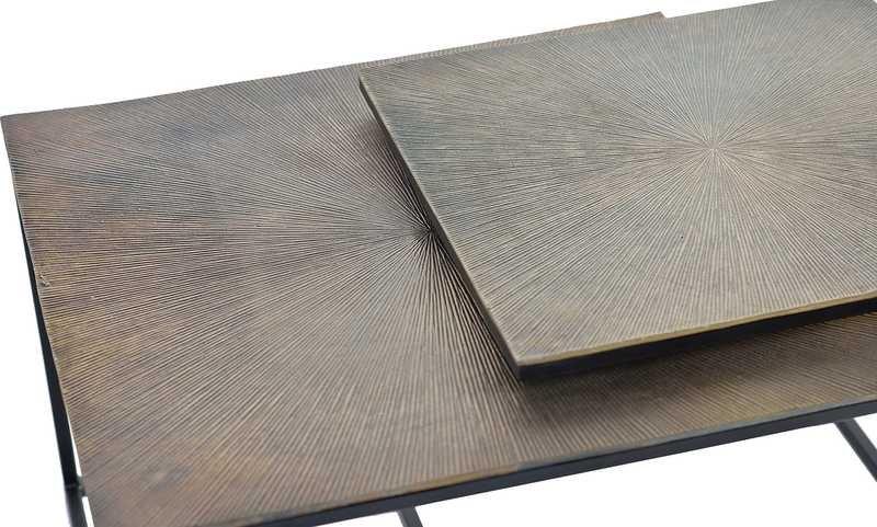 mutoni Table basse métal bronze carrée (série de 2)  
