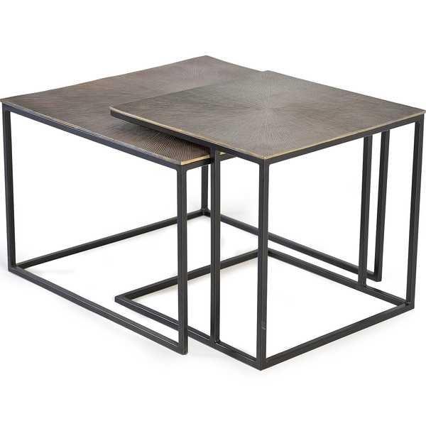 mutoni Tavolino da caffè quadrato in metallo bronzo (set di 2)  