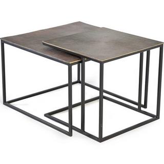 mutoni Table basse métal bronze carrée (lot de 2)  