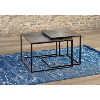 mutoni Table basse métal bronze carrée (lot de 2)  