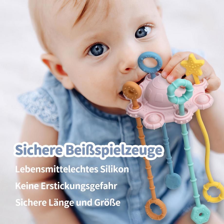 Activity-board  Sinnesspielzeug für Kleinkinder, Zugschnurspielzeug, Reisespielzeug für Babys, mit eingebauter Rasselfunktion 