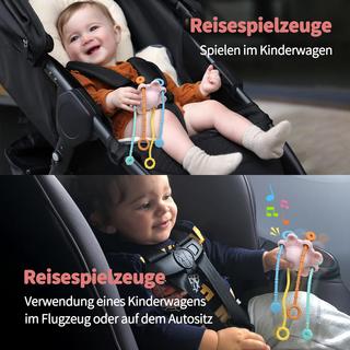 Activity-board  Jouet sensoriel pour les tout-petits, jouet à tirer, jouet de voyage pour les bébés, avec fonction hochet intégrée 