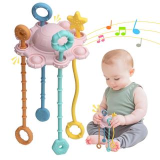 Activity-board  Jouet sensoriel pour les tout-petits, jouet à tirer, jouet de voyage pour les bébés, avec fonction hochet intégrée 
