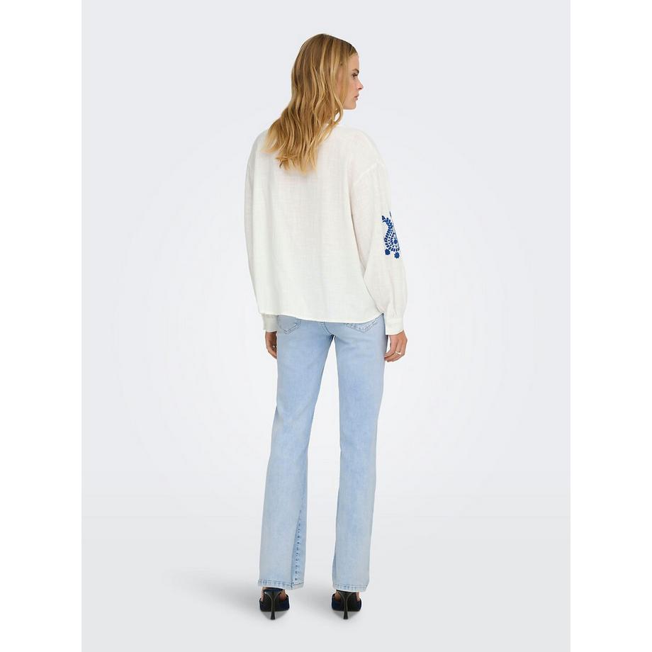 ONLY Langärmelige bestickte Bluse  