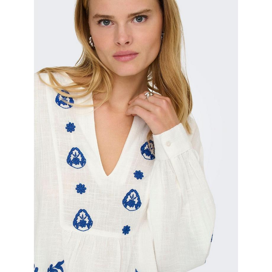 ONLY Langärmelige bestickte Bluse  