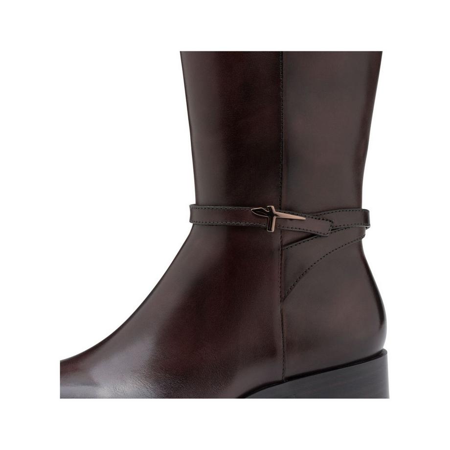Tamaris Knielange Stiefel mit Blockabsatz und Knöchelriemen  