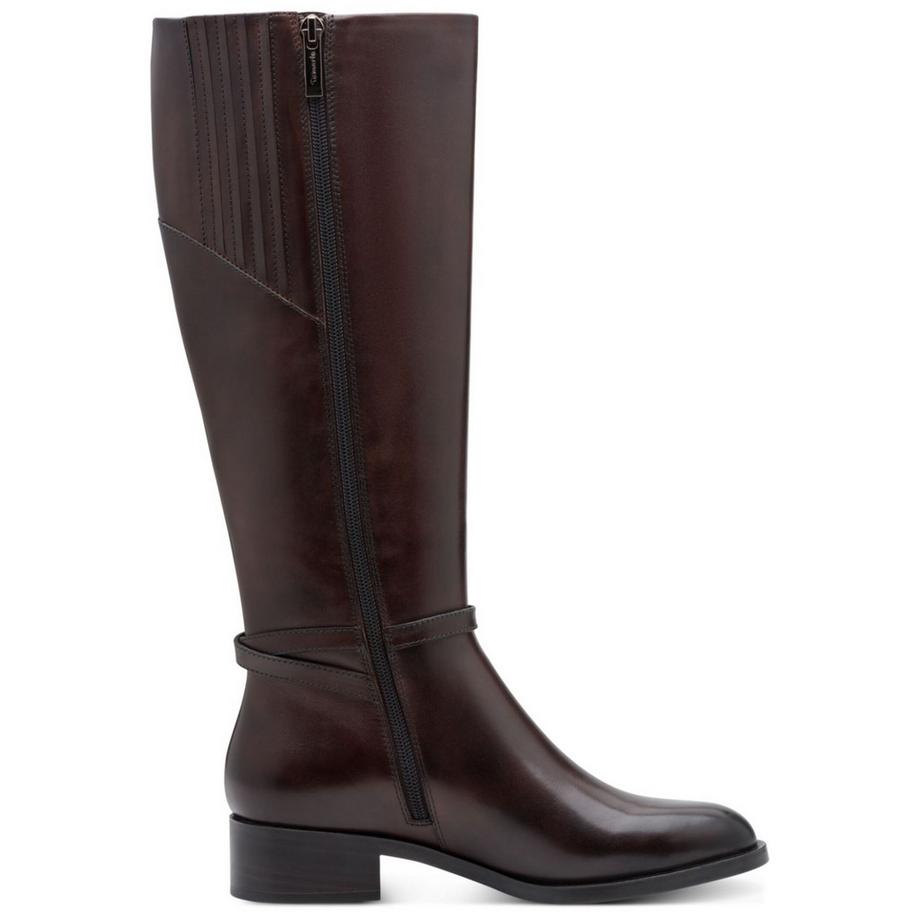 Tamaris Knielange Stiefel mit Blockabsatz und Knöchelriemen  