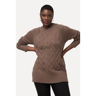 Ulla Popken  Maglione con trecce, collo alto e maniche lunghe raglan 