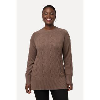 Ulla Popken  Maglione con trecce, collo alto e maniche lunghe raglan 