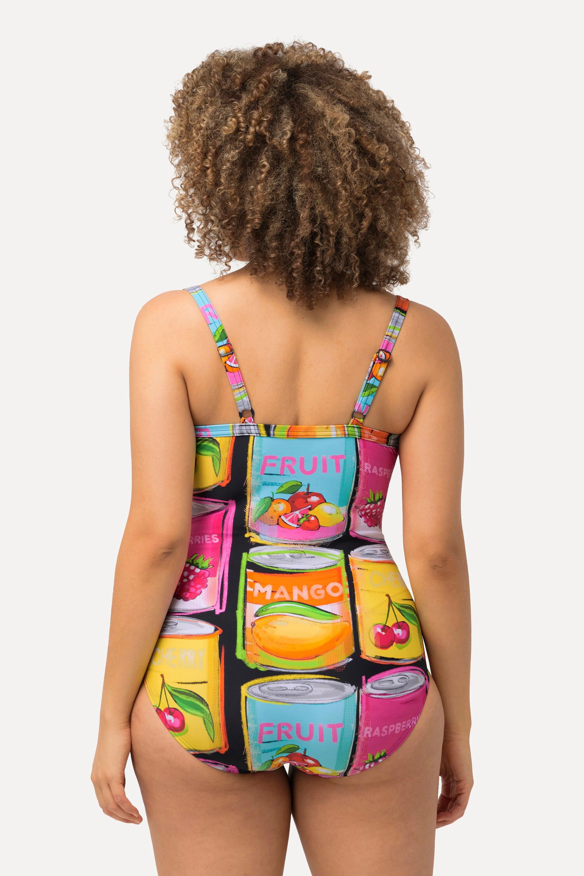 Ulla Popken Badeanzug Obstkonserven Print Softcups  
