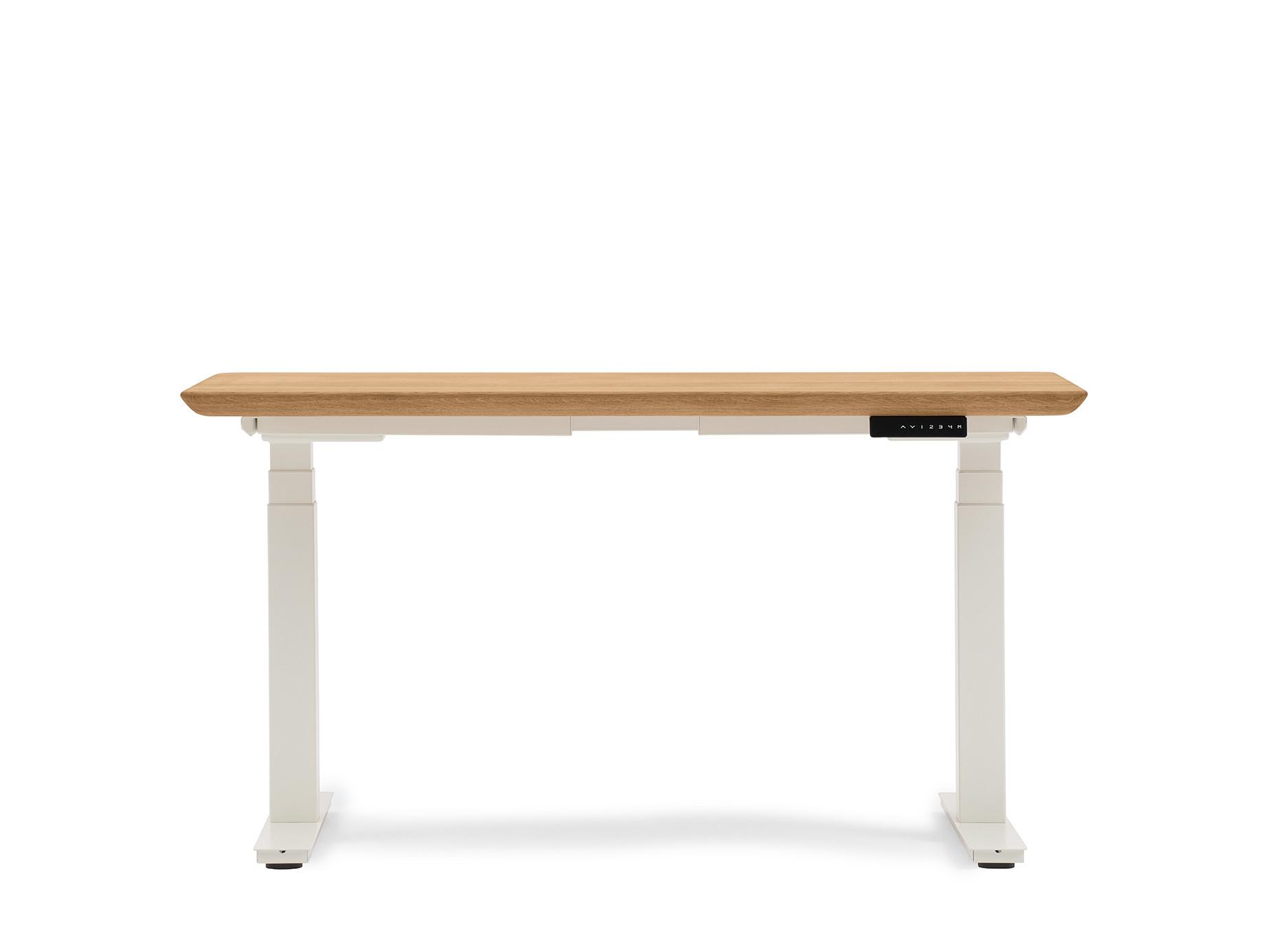 Oakywood Standing Desk Holztisch mit Höhenverstellung - aus Massivholz - Eiche / 160x80 / Weiß  