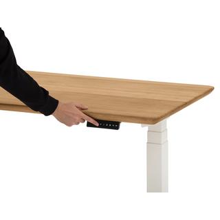 Oakywood Standing Desk Holztisch mit Höhenverstellung - aus Massivholz - Eiche / 160x80 / Weiß  