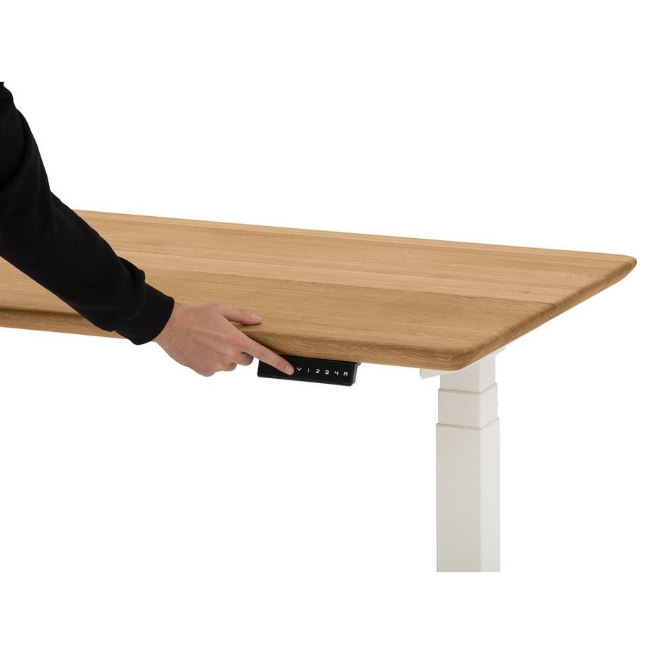 Oakywood Standing Desk Holztisch mit Höhenverstellung - aus Massivholz - Eiche / 160x80 / Weiß  
