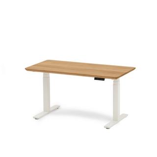 Oakywood Standing Desk Holztisch mit Höhenverstellung - aus Massivholz - Eiche / 160x80 / Weiß  