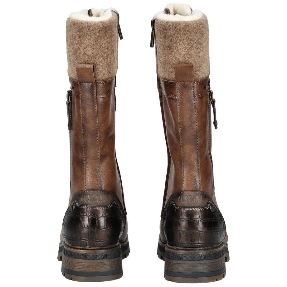 Mustang Bottes d'hiver à lacets avec bordure en fausse fourrure  