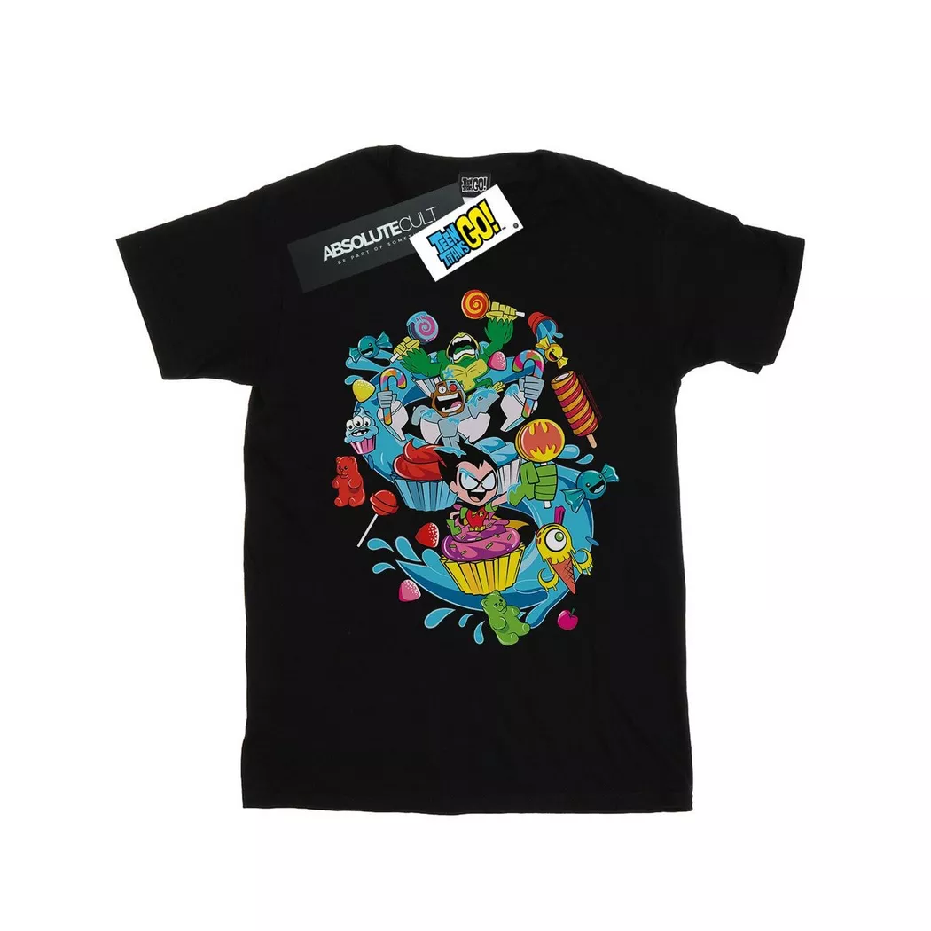 DC COMICS - Teen Titans Go Candy Mania TShirt, für Damen, Schwarz, Größe XL