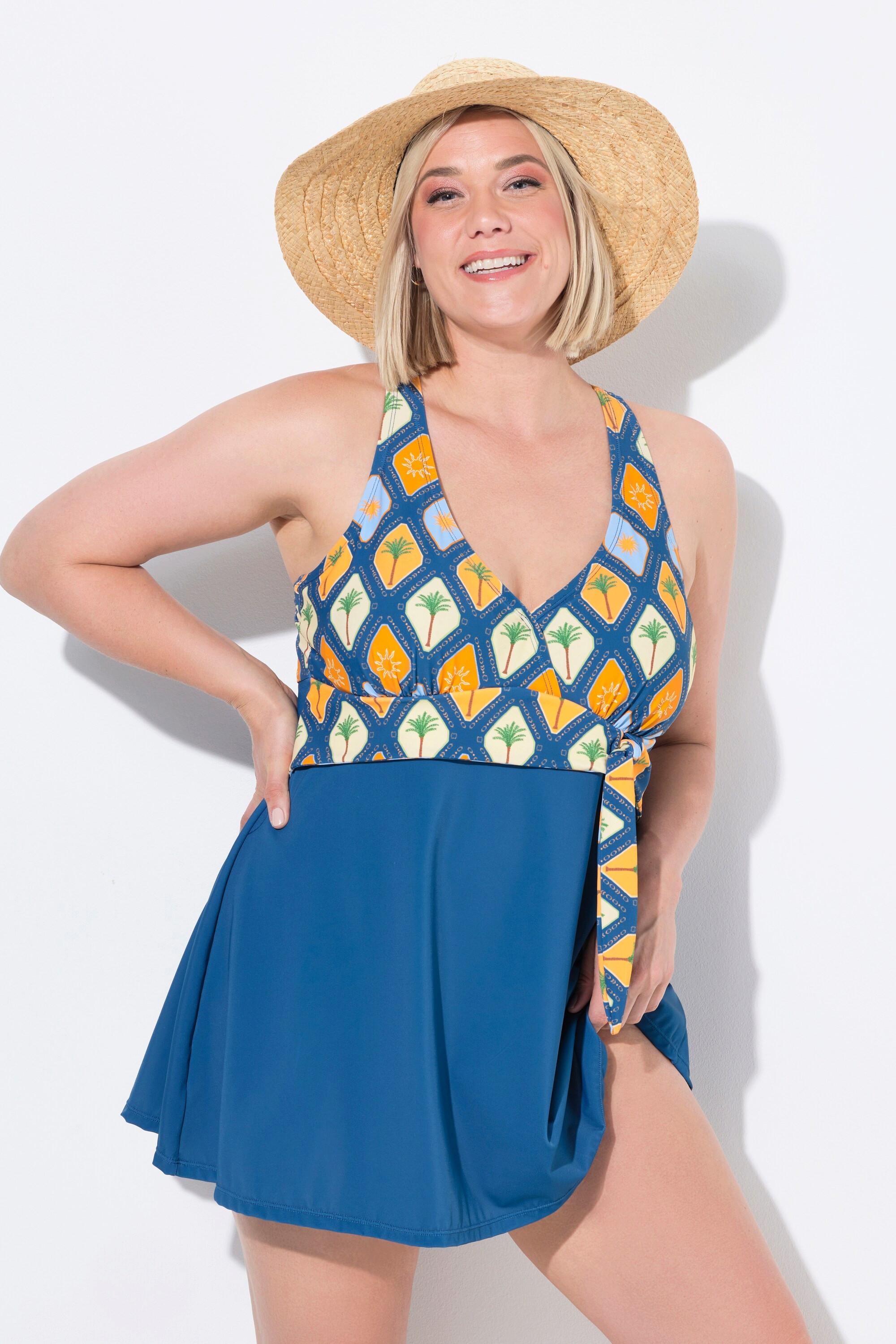 Ulla Popken Badekleid Schleife Softcups Neckholder-Optik  