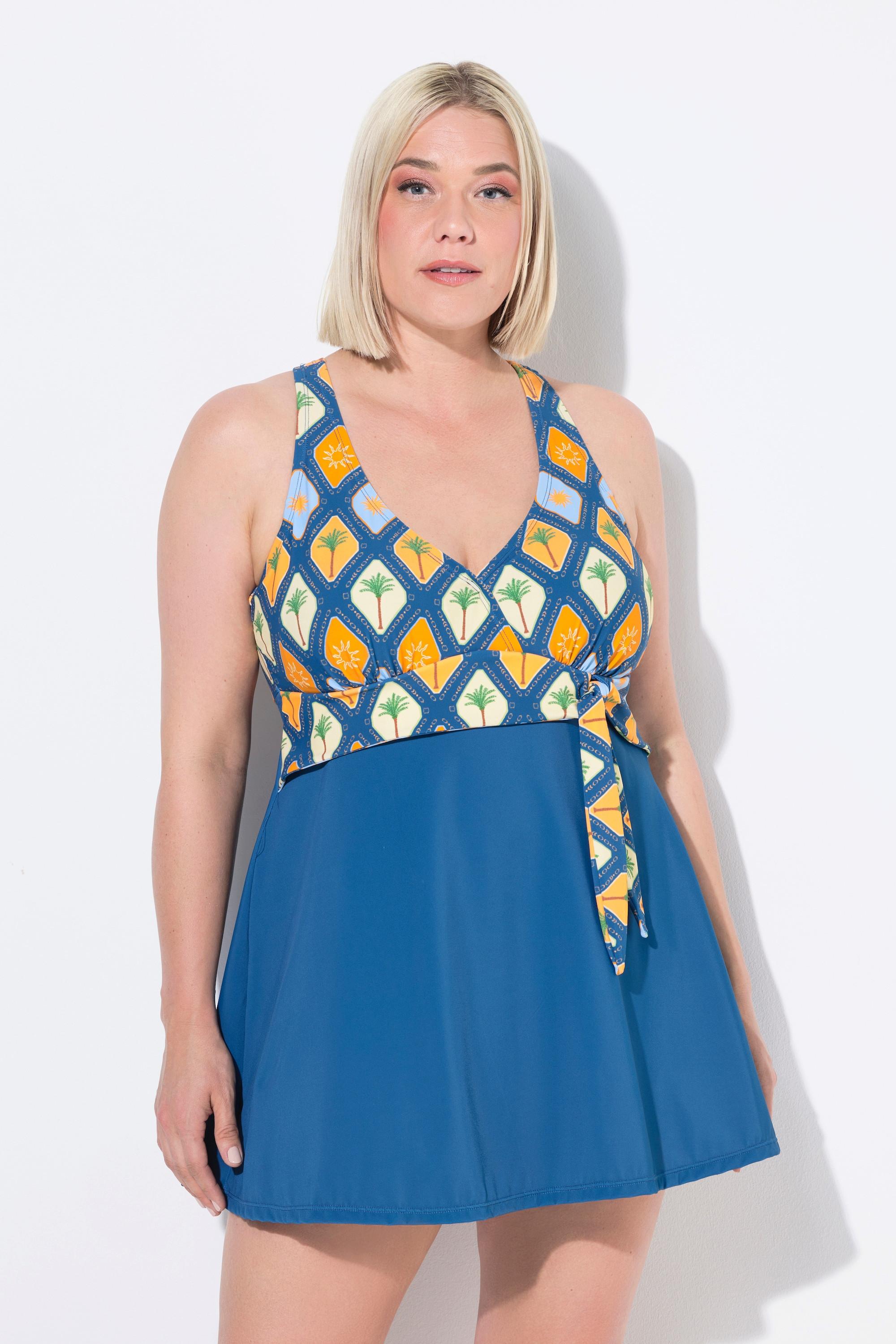 Ulla Popken Badekleid Schleife Softcups Neckholder-Optik  