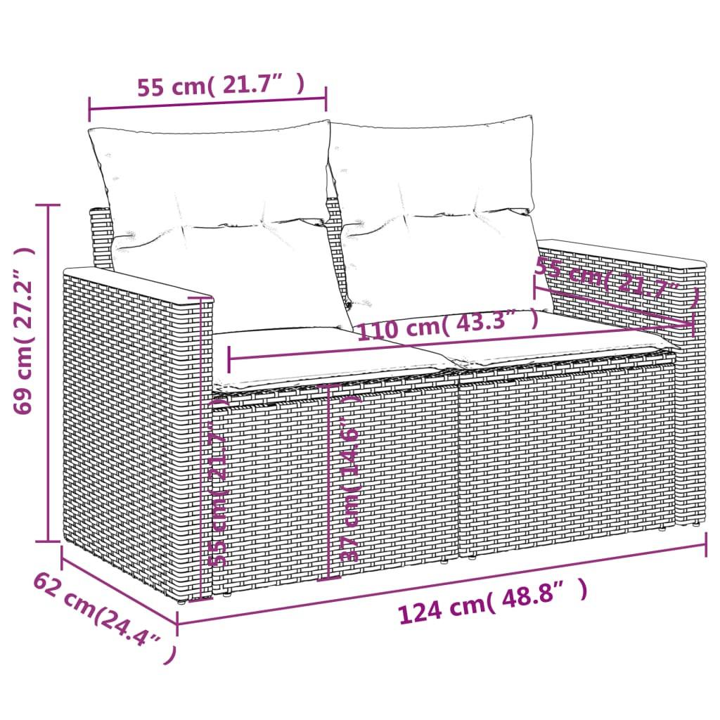 VidaXL Ensemble de canapés de jardin rotin synthétique  