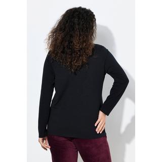 Ulla Popken T-shirt classique col rond manches longues motif message  