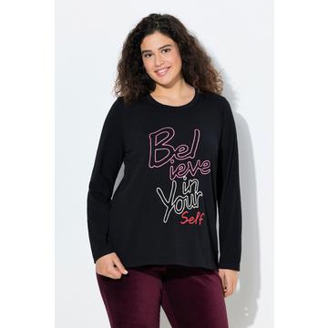 Maglia classica con scritta, scollo a girocollo e maniche lunghe