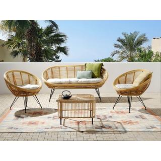 Beliani Lounge Set mit Tisch aus Rattan Boho MARATEA/CESENATICO  