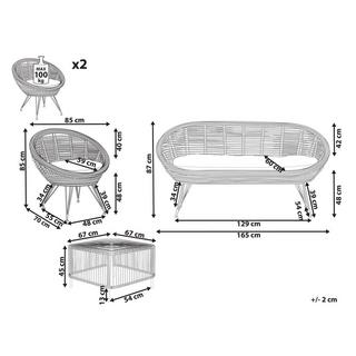Beliani Lounge Set mit Tisch aus Rattan Boho MARATEA/CESENATICO  