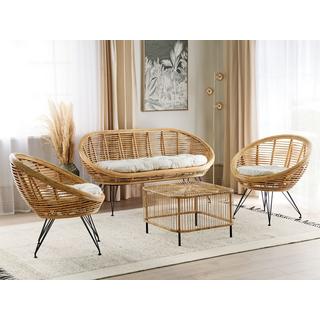 Beliani Lounge Set mit Tisch aus Rattan Boho MARATEA/CESENATICO  