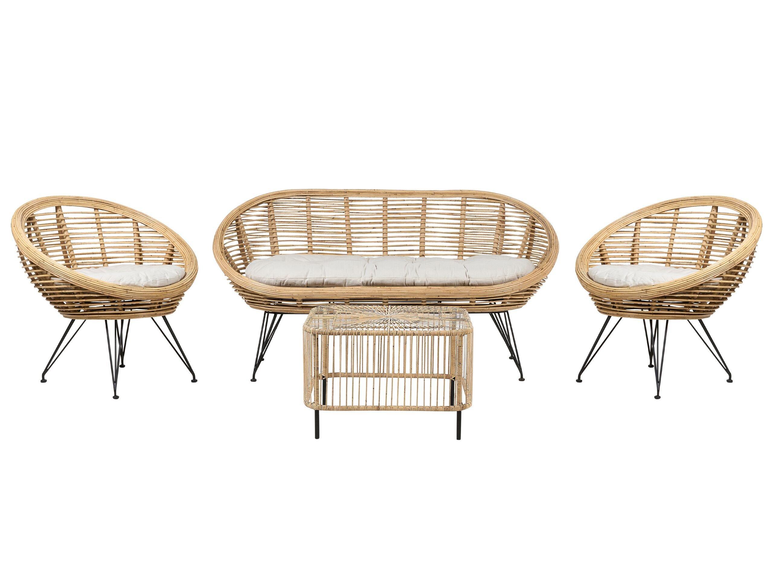 Beliani Lounge Set mit Tisch aus Rattan Boho MARATEA/CESENATICO  