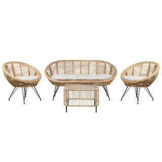 Beliani Lounge Set mit Tisch aus Rattan Boho MARATEA/CESENATICO  