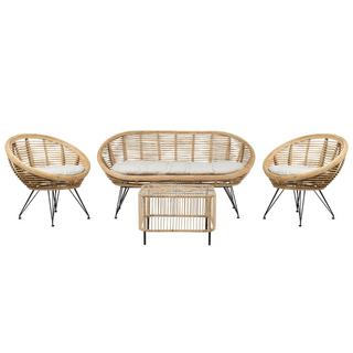 Beliani Ensemble de salon avec table en Rotin Boho MARATEA/CESENATICO  