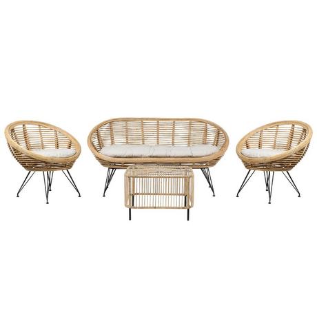 Beliani Lounge Set mit Tisch aus Rattan Boho MARATEA/CESENATICO  