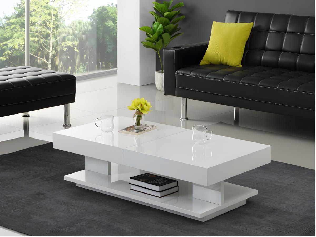 Vente-unique Table basse ARAMIS avec rangements MDF laqué  