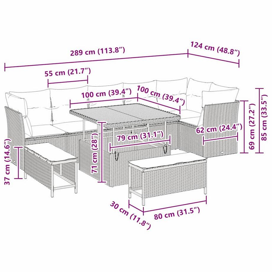 VidaXL Set di Mobili da Giardino Polyrattan  