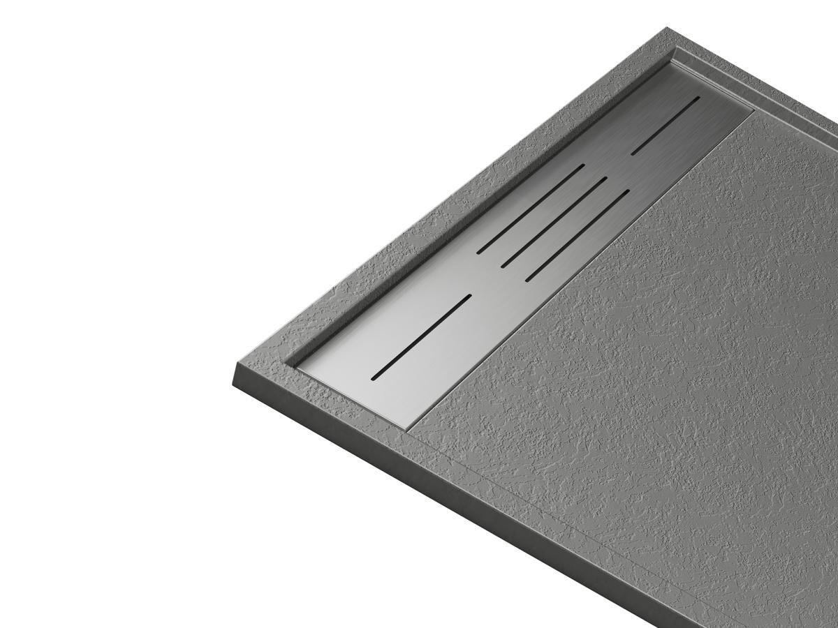 Vente-unique Receveur à poser ou à encastrer en résine - Gris - 140 x 90 cm - LYROSA  