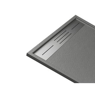 Vente-unique Aufsatz- oder Einbauduschtasse - Kunstharz - Grau - 140 x 90 cm - LYROSA  