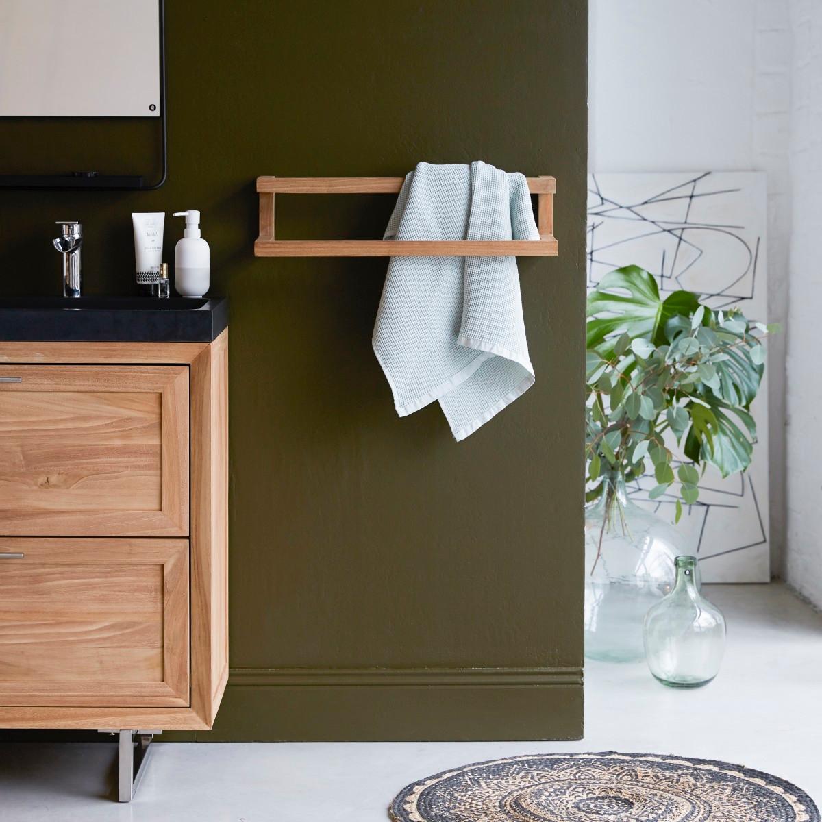 Tikamoon Porte serviette mural en teck massif Léo  