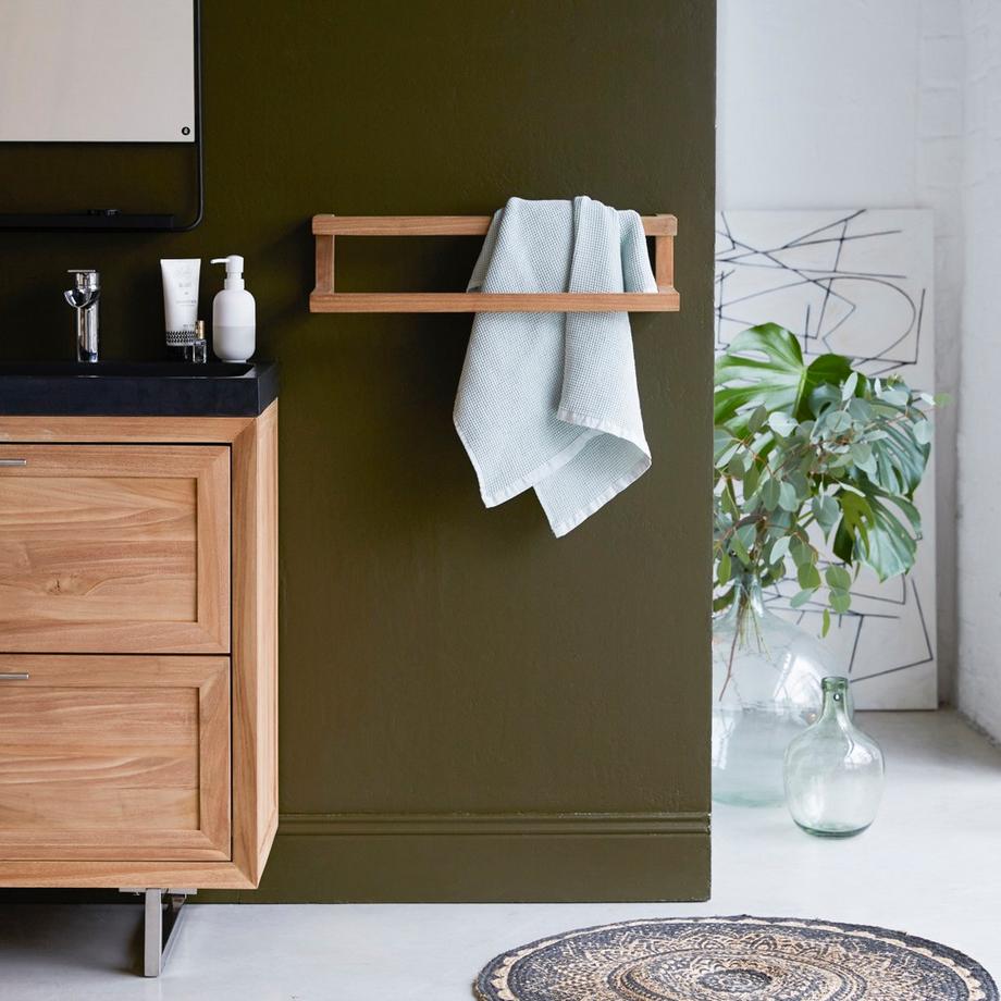 Tikamoon Handtuchhalter zur Wandmontage aus massivem Teakholz Léo  