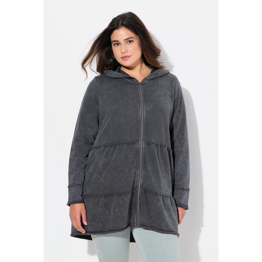 Ulla Popken Long-Hoodiejacke Vintage-Look A-Linie  