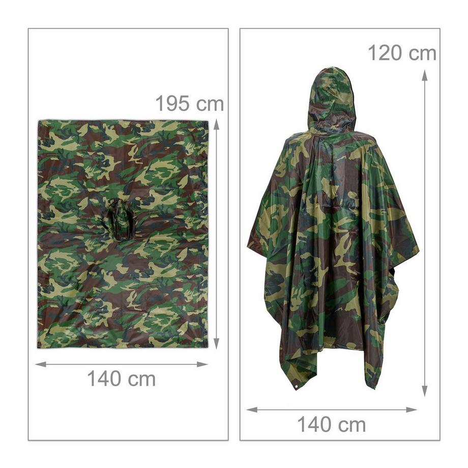 B2X  Regenponcho mit Mehrfachnutzen 3 in 1 Camouflage 