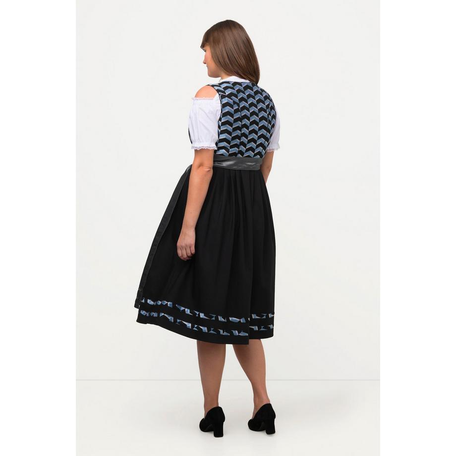 Ulla Popken Abito Dirndl design a spina di pesce scollo rettangolare senza maniche  