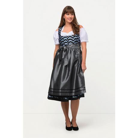 Ulla Popken Abito Dirndl design a spina di pesce scollo rettangolare senza maniche  