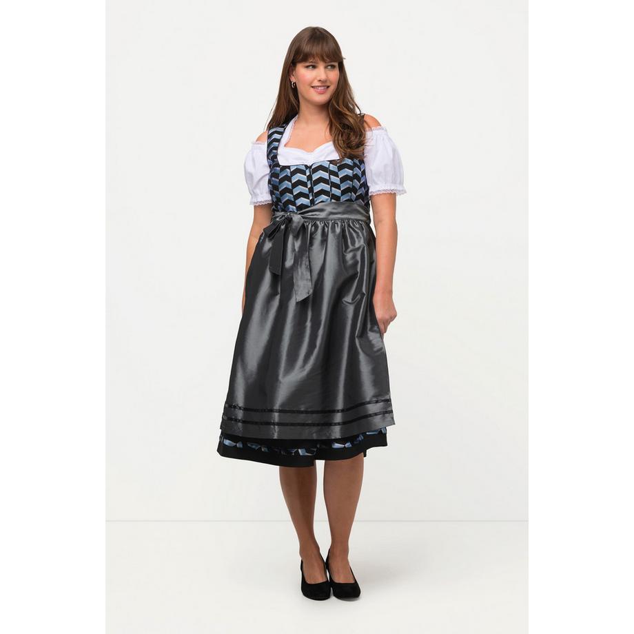 Ulla Popken Abito Dirndl design a spina di pesce scollo rettangolare senza maniche  