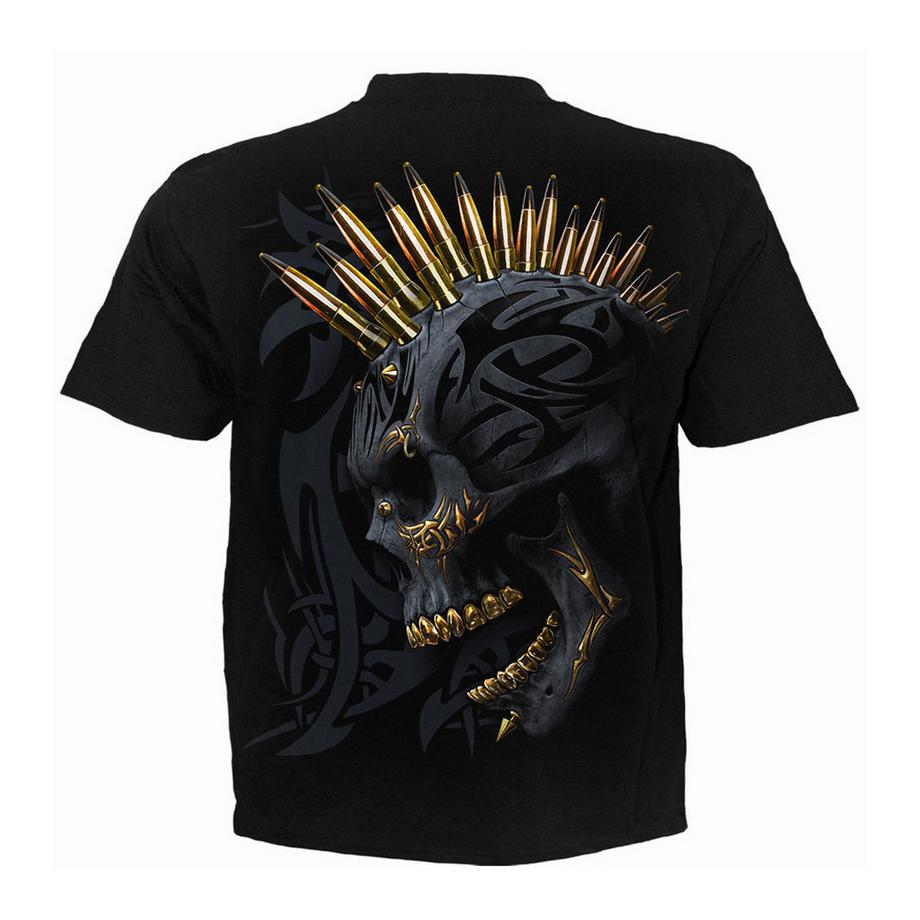Spiral T-Shirt Black Gold Imprimé Crâne  