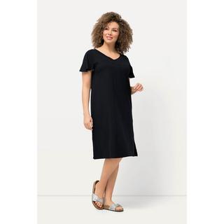 Ulla Popken  Jersey-Midikleid, A-Linie, V-Ausschnitt, Cup-Ärmel 