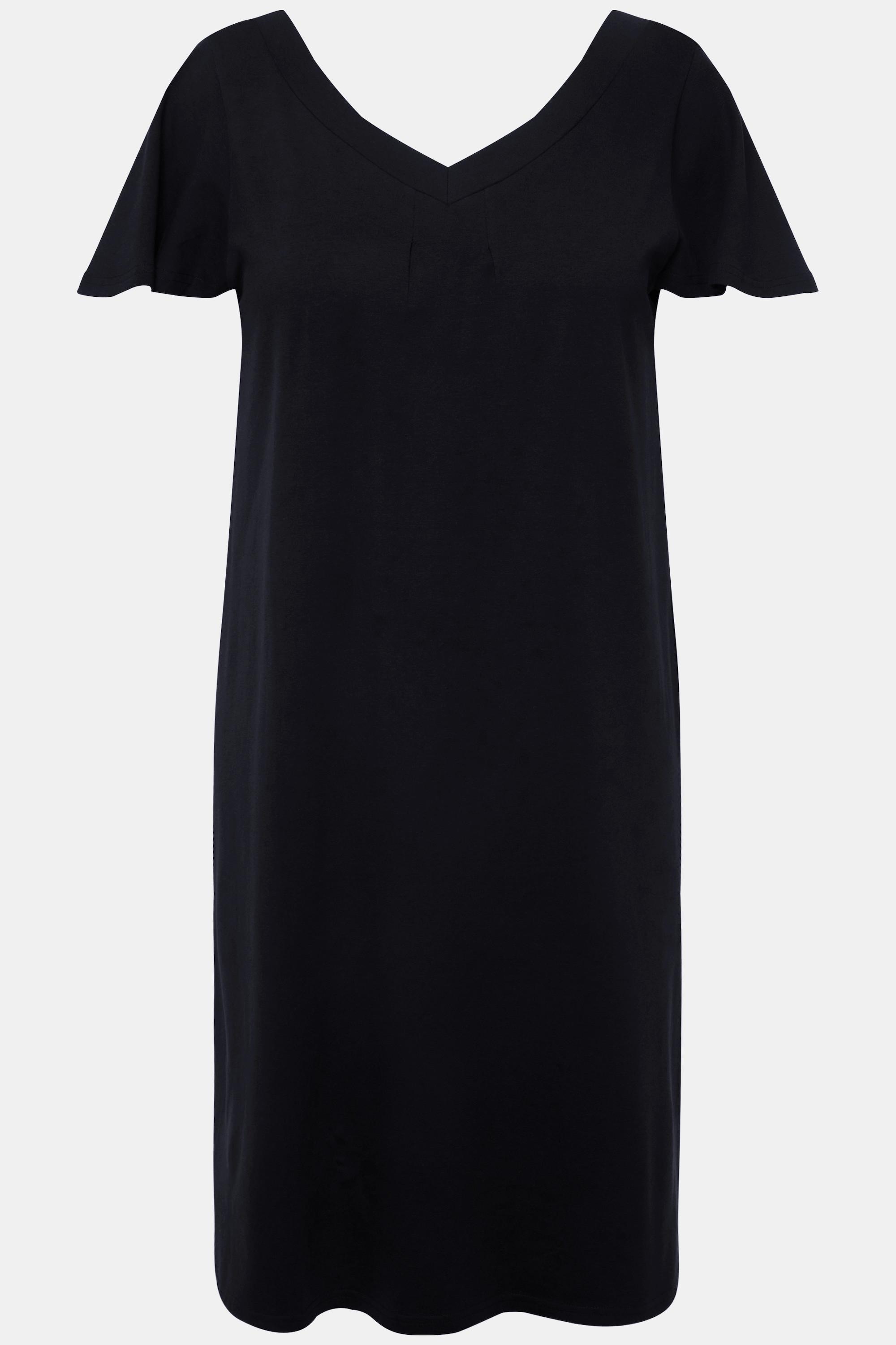 Ulla Popken  Jersey-Midikleid, A-Linie, V-Ausschnitt, Cup-Ärmel 