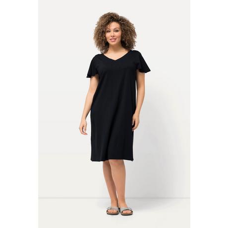 Ulla Popken  Jersey-Midikleid, A-Linie, V-Ausschnitt, Cup-Ärmel 