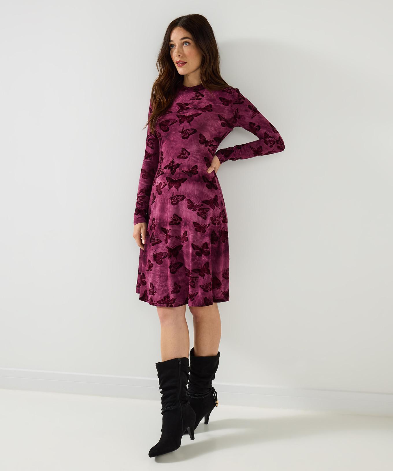 Joe Browns Jersey Skaterkleid Flock Schmetterlingsmuster  