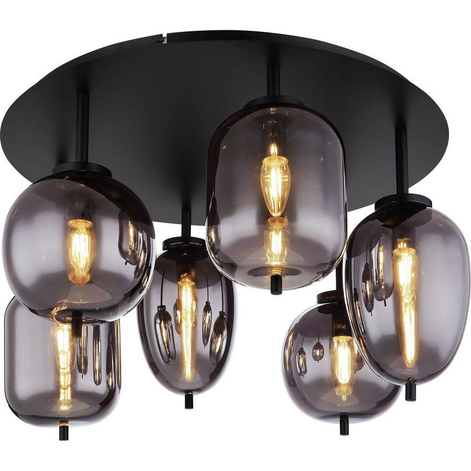 Lampada da soffitto Blacky metallo nero opaco 6xE14